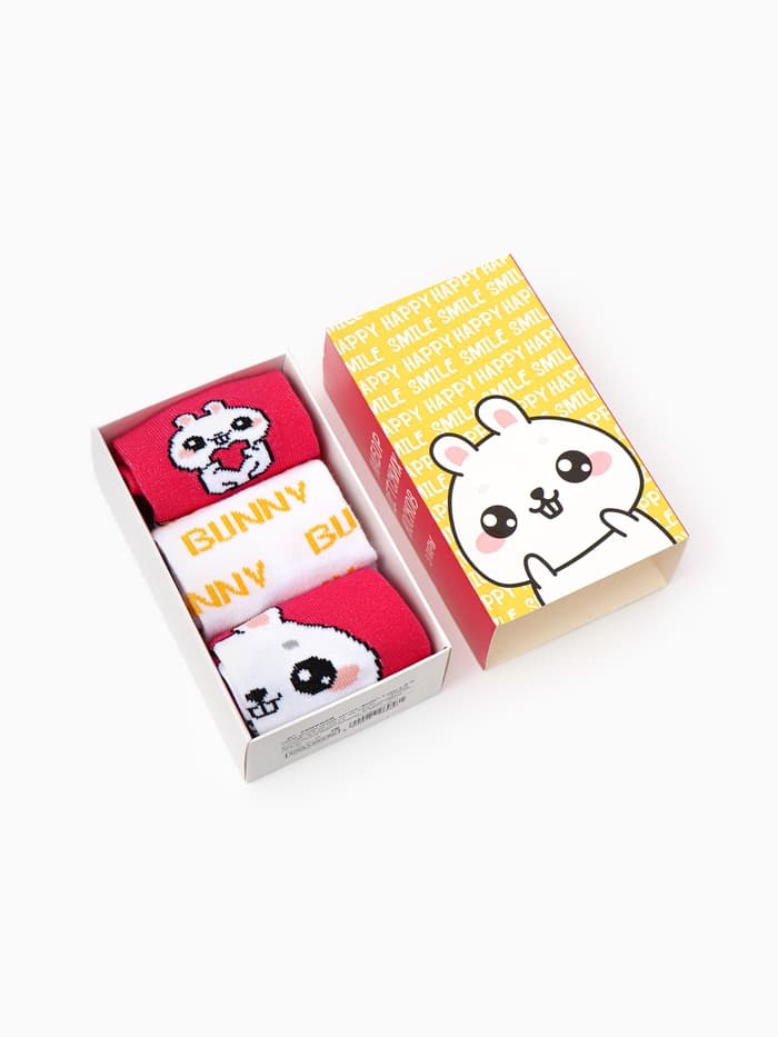 Носки для девочки KAFTAN: Smile, набор 3 пары, белые, розовые, размер 16-18 (4-5 лет)