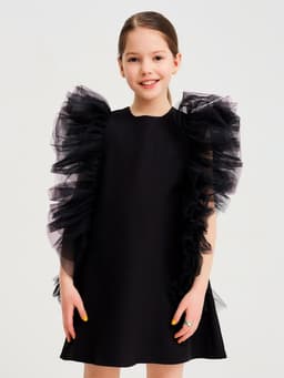 Платье нарядное для девочки MINAKU: PartyDress, прямое, чёрное, рост 110-116 см