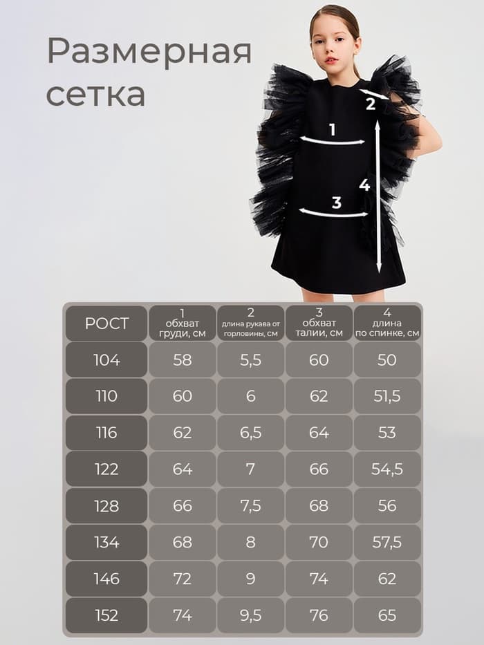 Платье нарядное для девочки MINAKU: PartyDress, прямое, чёрное, рост 122-128 см