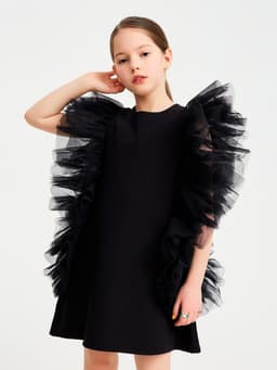Платье нарядное для девочки MINAKU: PartyDress, прямое, чёрное, рост 122-128 см