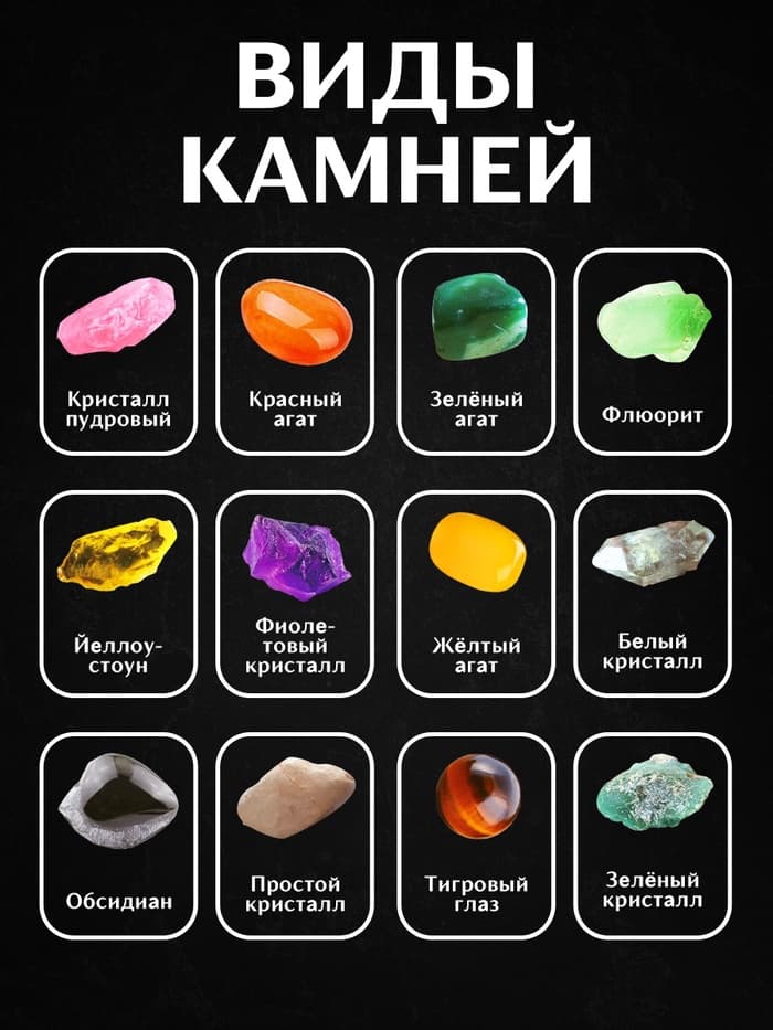 Набор геолога, серия «Природные камни», 12 видов камней
