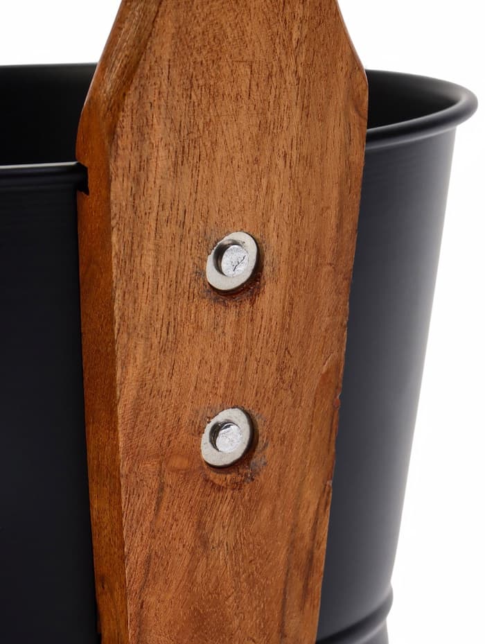 Ушат для бани и сауны, 4 л, сталь, с деревянной ручкой, чёрный