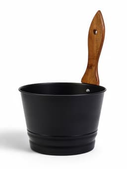 Ушат для бани и сауны, 4 л, сталь, с деревянной ручкой, чёрный