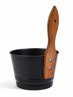 Ушат для бани и сауны, 4 л, сталь, с деревянной ручкой, чёрный