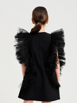 Платье нарядное для девочки MINAKU: PartyDress, прямое, чёрное, рост 128-134 см