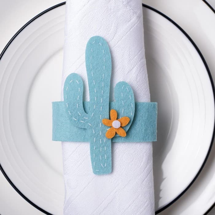 Набор декоративных колец «Синий кактус» - 4 шт., 100% п/э, фетр