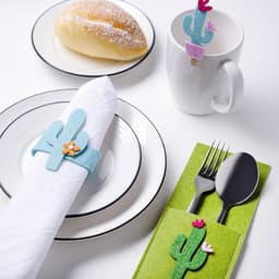 Набор декоративных колец «Синий кактус» - 4 шт., 100% п/э, фетр