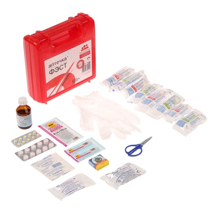 Автомобильная аптечка первой помощи «ФЭСТ», дорожная, перечень №4, красная