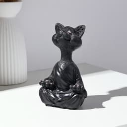Фигурка полистоун «Кошка йог», чёрная, 9×11×18 см