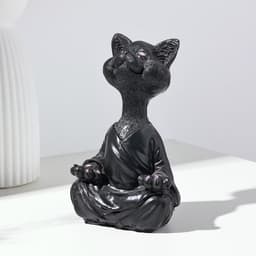 Фигурка полистоун «Кошка йог», чёрная, 9×11×18 см