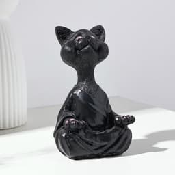 Фигурка полистоун «Кошка йог», чёрная, 9×11×18 см