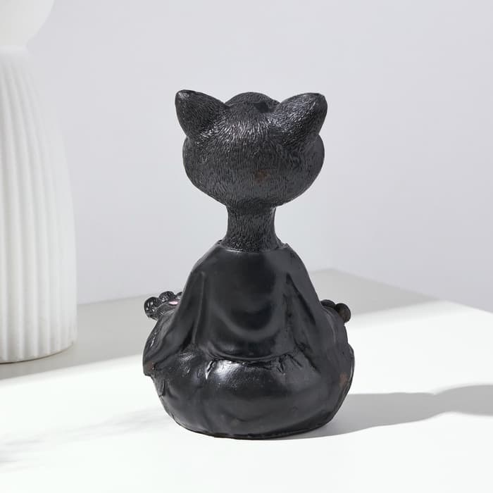 Фигурка полистоун «Кошка йог», чёрная, 9×11×18 см