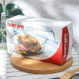 Утятница Paşabahçe Borcam, 2.85 л, с крышкой-формой для запекания, жаропрочное стекло, прозрачная