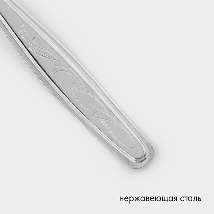 Ложка столовая «Силуэт», длина 20 см, толщина 1 мм, упрощённой обработки, цвет серебряный