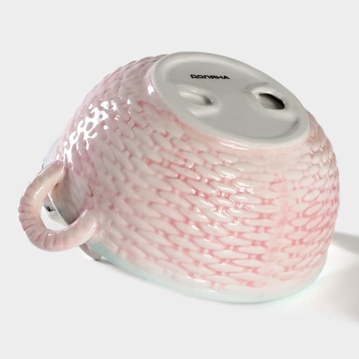 Конфетница «Зайка», 800 мл, 19.5×16.5×12.5 см, доломит, розовая