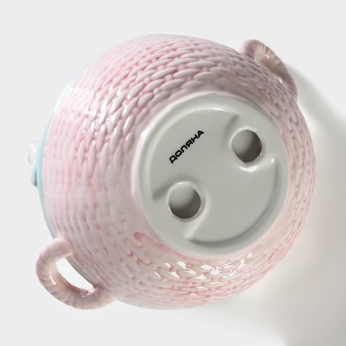 Конфетница «Зайка», 800 мл, 19.5×16.5×12.5 см, доломит, розовая