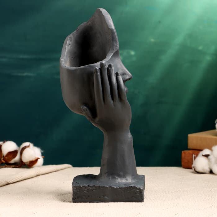 Декоративное кашпо для цветов «Сила любви», 250 мл, 31×12×12 см, полистоун, серое