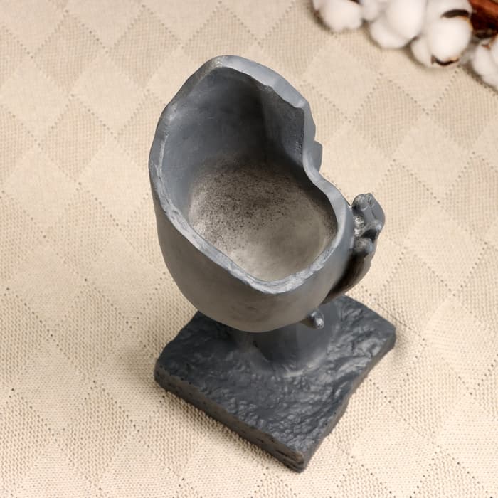 Декоративное кашпо для цветов «Сила любви», 250 мл, 31×12×12 см, полистоун, серое