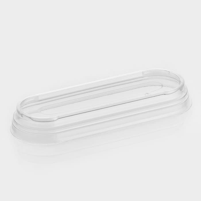 Крышка пластиковая одноразовая для креманки овальной «Лимончелло», 12.5×4.5×1.5 см, прозрачная