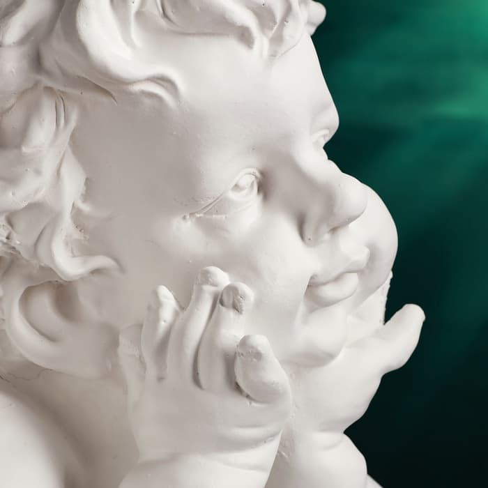 Фигура гипс «Ангел на шаре», большой белый, 26×27×64 см