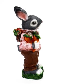 Садовая фигура из полистоуна «Зайка с морковкой и рюкзаком», 40×14×18 см