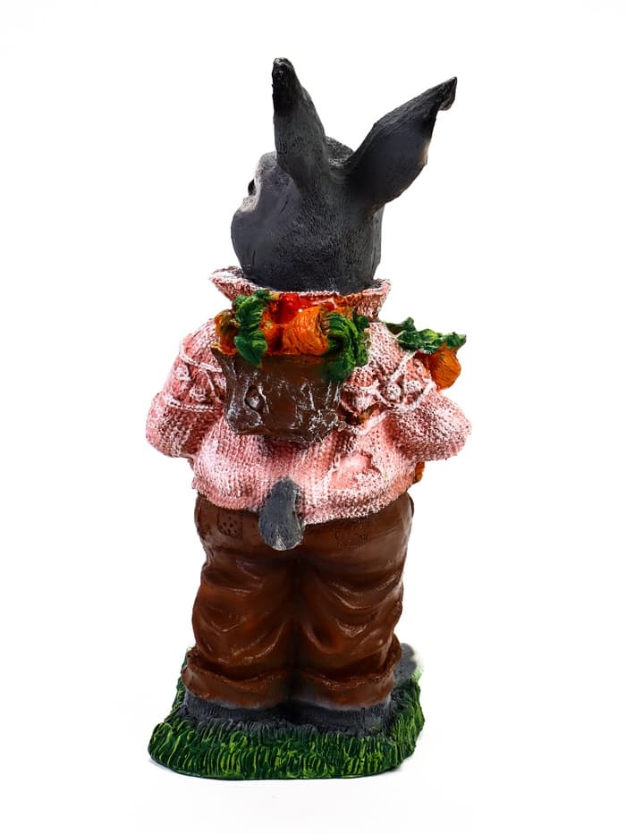 Садовая фигура из полистоуна «Зайка с морковкой и рюкзаком», 40×14×18 см