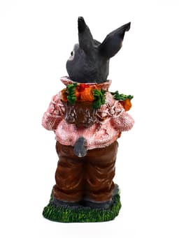 Садовая фигура из полистоуна «Зайка с морковкой и рюкзаком», 40×14×18 см