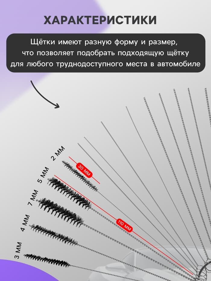 Щетка для чистки труднодоступных мест, набор 15 шт.