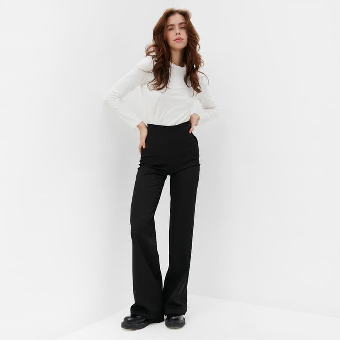 Брюки женские клеш MINAKU: Classic, чёрные, размер 42