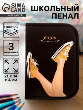 Пенал школьный, 3 секции, 14×21×4 см «Кеды»