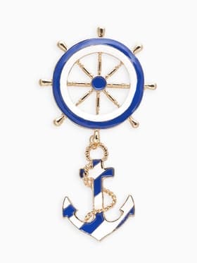 Брошь «Морской набор», бело-синяя в золоте