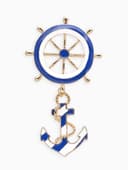 Брошь «Морской набор», бело-синяя в золоте
