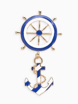 Брошь «Морской набор», бело-синяя в золоте