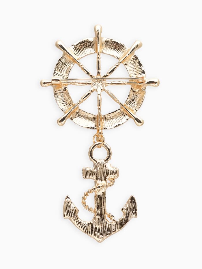 Брошь «Морской набор», бело-синяя в золоте