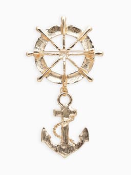 Брошь «Морской набор», бело-синяя в золоте