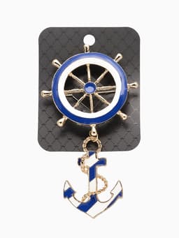Брошь «Морской набор», бело-синяя в золоте