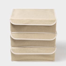 Органайзеры для хранения белья «Пастель», 3 шт., с крышкой, 31.5×25×10 см, бежевые