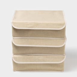 Органайзеры для хранения белья «Пастель», 3 шт., с крышкой, 31.5×25×10 см, бежевые