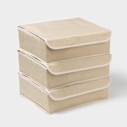 Органайзеры для хранения белья «Пастель», 3 шт., с крышкой, 31.5×25×10 см, бежевые