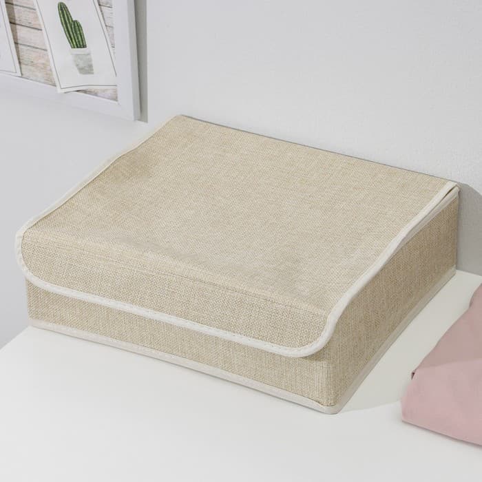 Органайзеры для хранения белья «Пастель», 3 шт., с крышкой, 31.5×25×10 см, бежевые