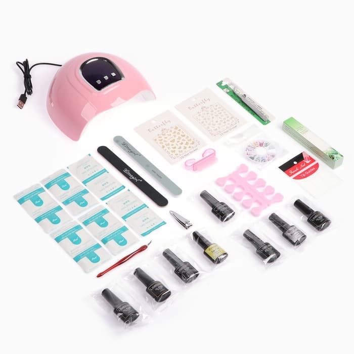 Набор для маникюра Luazon, лампа LUF-19, UV/LED, 18 диодов, 54 Вт, инструменты, лаки