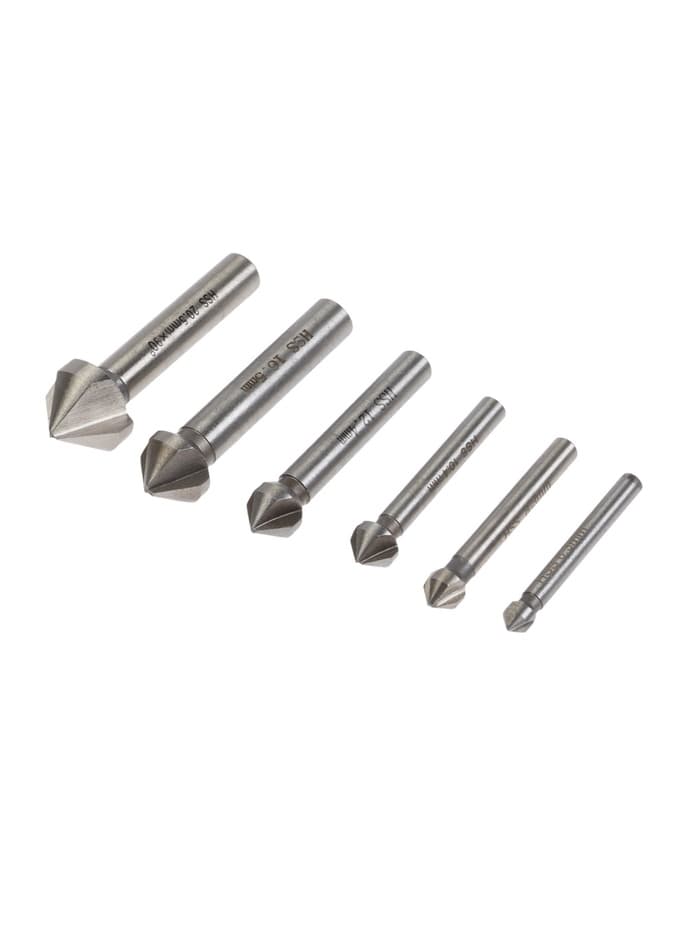 Набор зенкеров ТУНДРА, 90°, HSS, 6.3 - 8.3 - 10.4 - 12.4 - 16.5 - 20.5 мм, 6 шт.