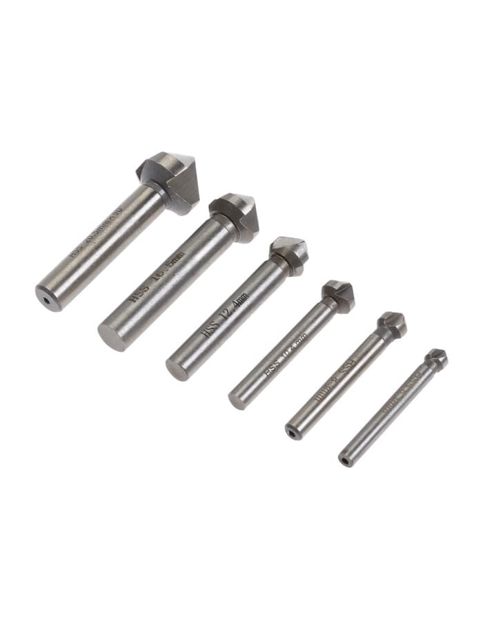 Набор зенкеров ТУНДРА, 90°, HSS, 6.3 - 8.3 - 10.4 - 12.4 - 16.5 - 20.5 мм, 6 шт.