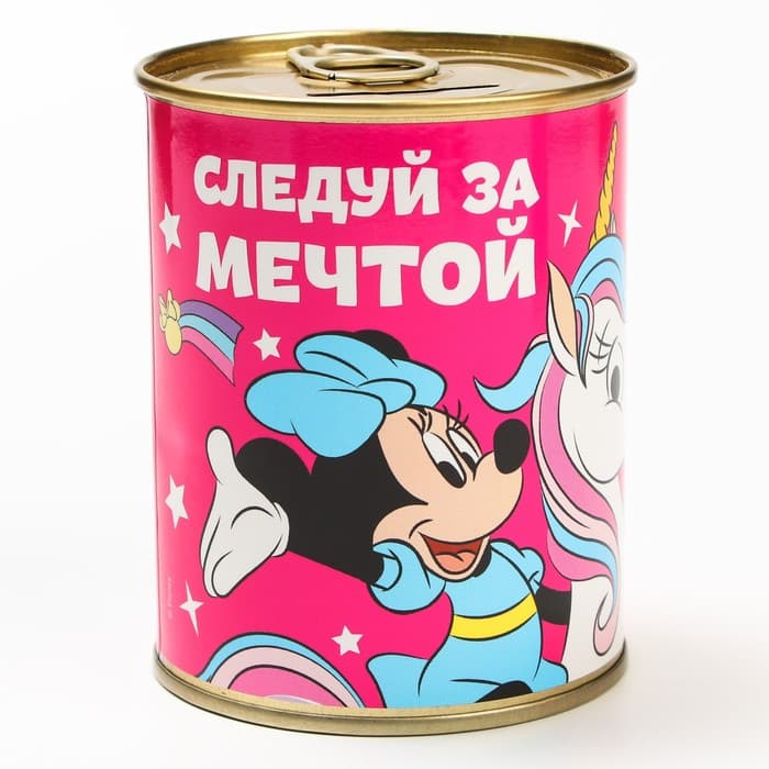 Копилка металлическая, 9.5 см × 7.5 см × 7.5 см, Минни Маус