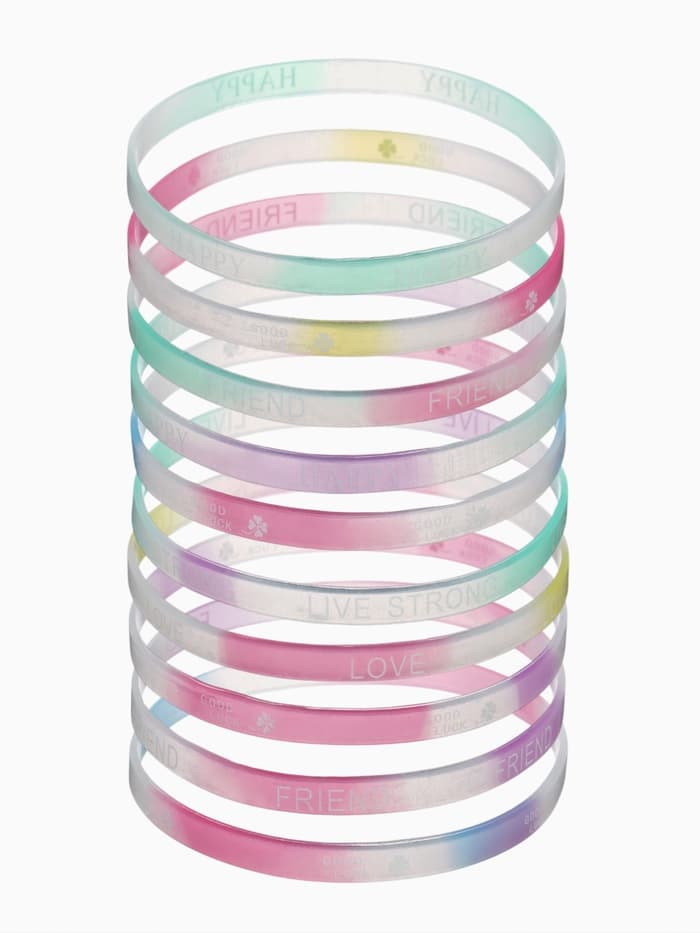 Силиконовый браслет «Светящийся», радость, набор 10 шт. цвет МИКС, 6 см