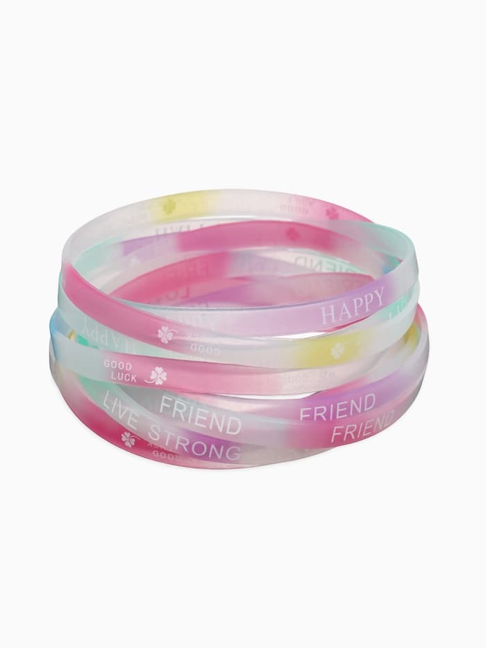 Силиконовый браслет «Светящийся», радость, набор 10 шт. цвет МИКС, 6 см