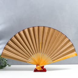 Веер большой складной «Сакура», настенный декор, жёлтый, бамбук, текстиль, h=50 см