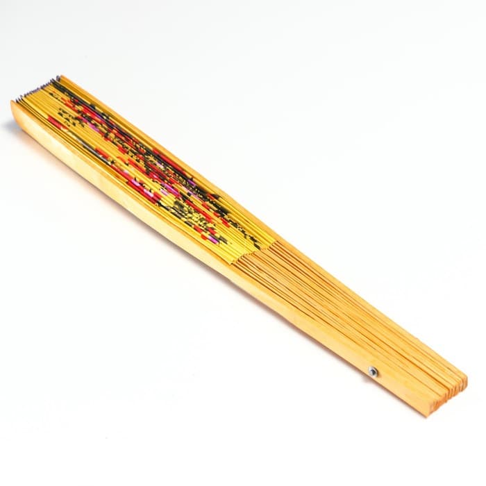 Веер большой складной «Сакура», настенный декор, жёлтый, бамбук, текстиль, h=50 см