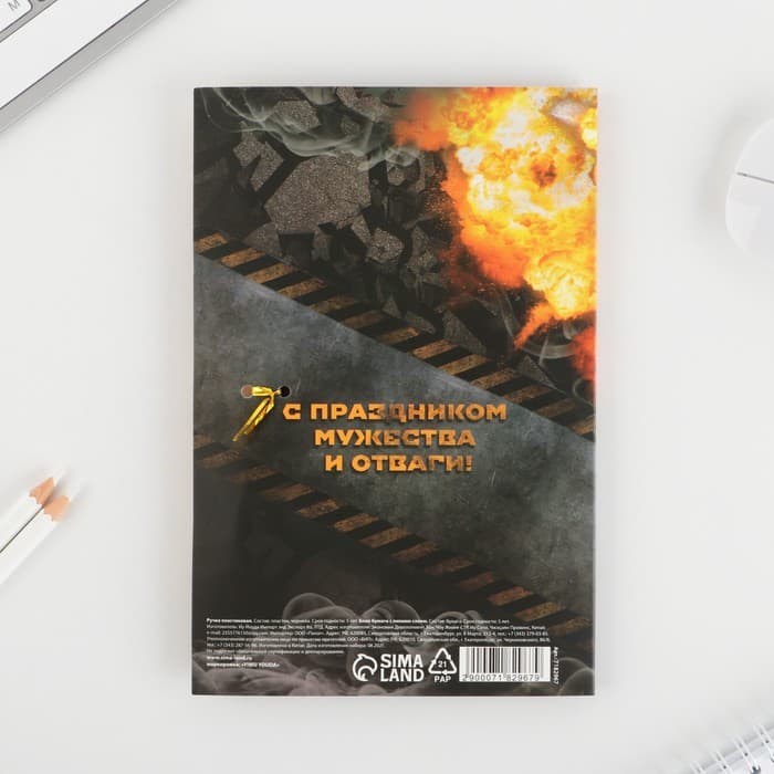 Подарочный набор «23 февраля», ручка пластик с фигурным клипом и стикеры