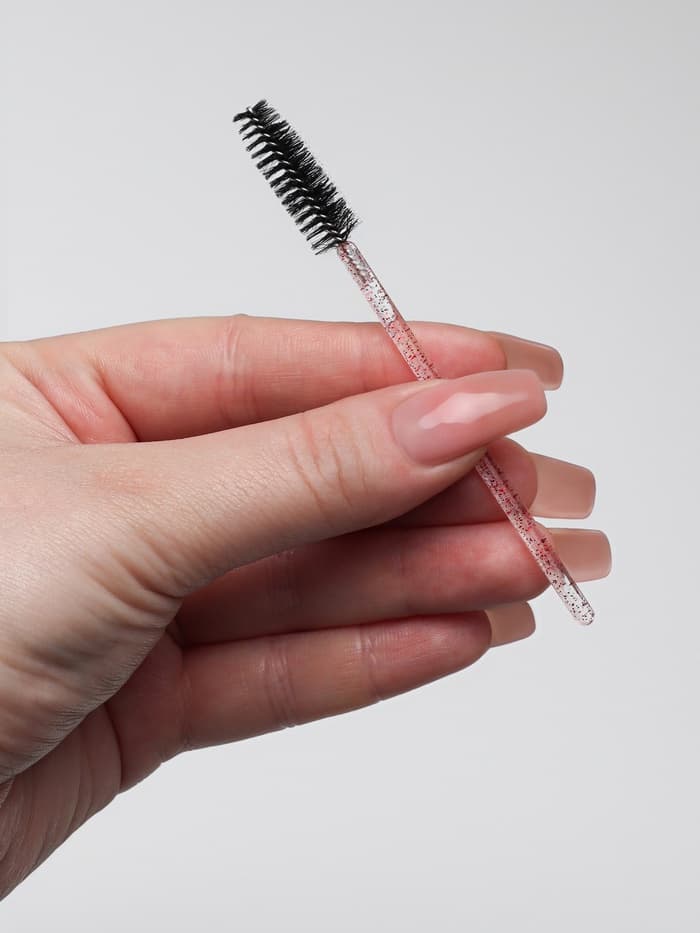 Набор щёточек для бровей и ресниц, 9.5 см, 50 шт., чёрный, красный, прозрачный